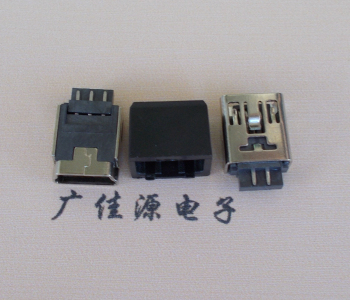 厦门MINI USB 5Pin接口 带护套焊线母座 B型180度铜壳